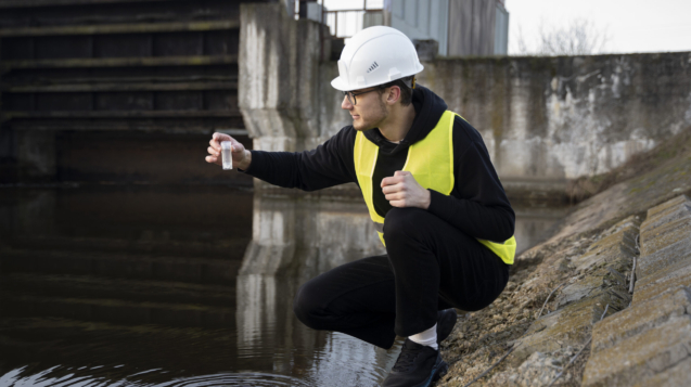 Standing water from a sewage backup requiring emergency cleanup