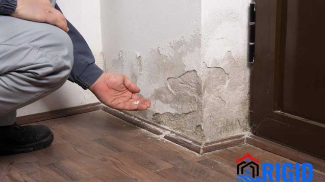 Homeowner checking under-sink plumbing to prevent water damage